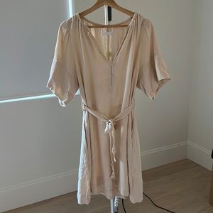 Oak + Fort Cream Linen Dress w/ Pockets and Belt
